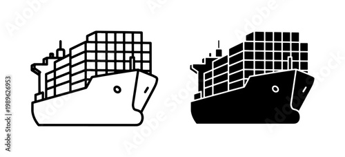 Cargo Ship Icon Set for Global Logistics and Maritime Trade