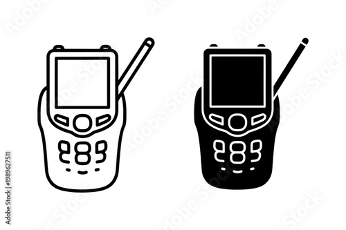 Portable Walkie Talkie Radio Line and Glyph Icon Set