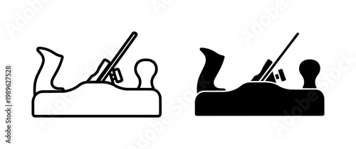 Woodworking Jack Plane Icon Set for Carpentry Design