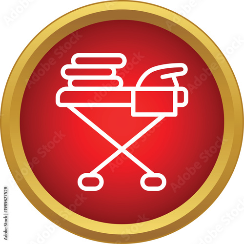 Ironing board with folded clothes and an iron representing household chores and laundry service