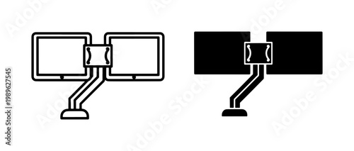 Schilderij op canvas Dual monitor arm mount icon for desk workstation setup
