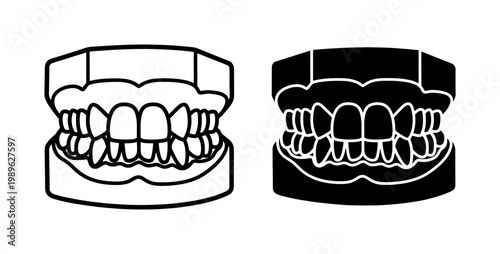Human Jaw Denture Model Icon Set
