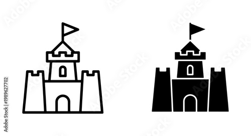 Sandcastle Outline and Glyph Icon Set