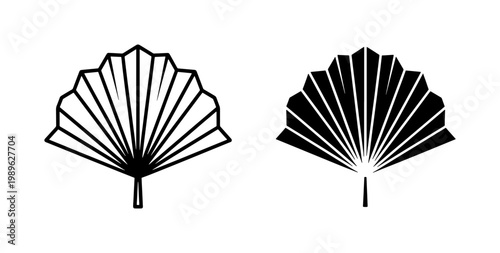 Minimalist Fan Palm Leaf Vector Icon Set