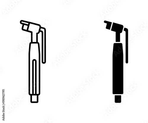 Medical otoscope icon set, diagnostic ear examination tool vector, professional healthcare equipment symbols in outline and solid styles