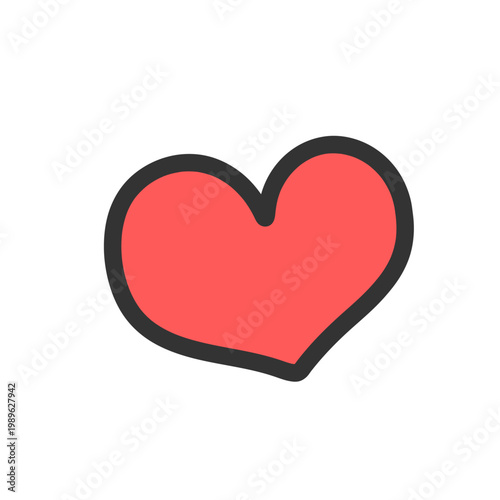 シンプルな手書き風の赤いハートマーク