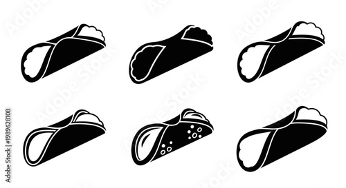 Tableau sur toile Black and White Icons of Delicious Cannoli Pastries