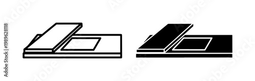 Microscope slide vector icons, laboratory glass slides with cover slips, scientific research equipment symbols for biology and medical testing