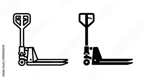 Manual Pallet Jack Outline and Glyph Icon Set