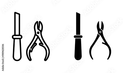 Manicure Pedicure Tools Icon Set for Nail Care