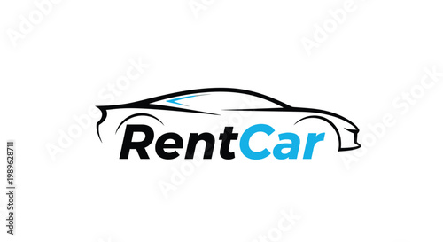 Rent Car Logo - Sleek Silhouette of a Modern Vehicle for Rental Services.
