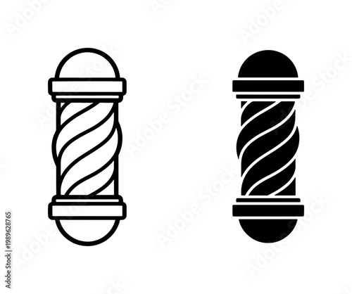 Barber Pole Icon Set with Linear and Solid Style
