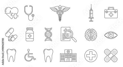 Medical Health Care Symbols Icons.