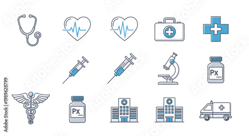 Medical icons and healthcare symbols.