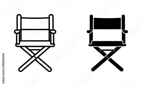 Director chair icon set for film production and cinema industry