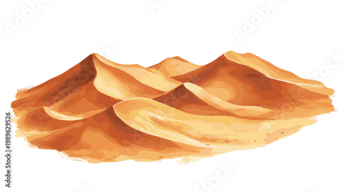 Sahara Desert. Sahara Desert hand drawn watercolor illustration on white background