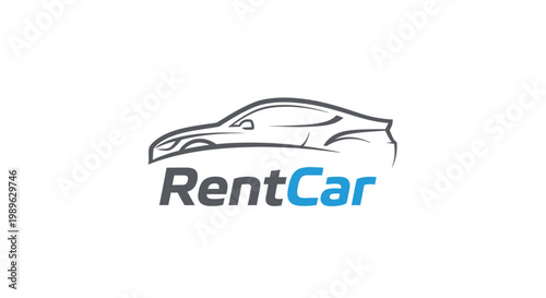 Rent Car Logo Design - Modern Car Silhouette with Text.