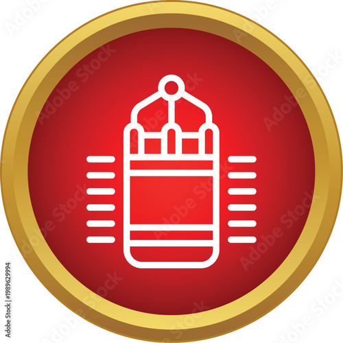 Red circle icon outlining a boxing punching bag with surrounding lines