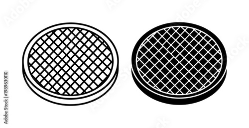 Round Manhole Cover Icon Set