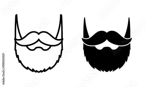 Beard and mustache black silhouette icon set