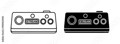 Retro Stream Controller Icon Set in Line and Solid Style
