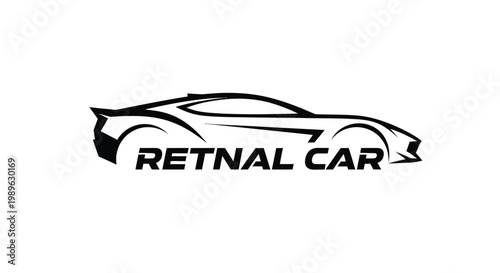 Sleek Black Car Logo Design for Rental Services, Modern Automotive Branding.