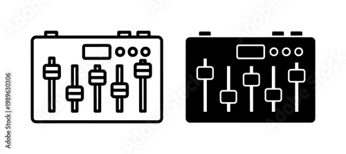 Audio Mixer Console Line and Glyph Icon Set