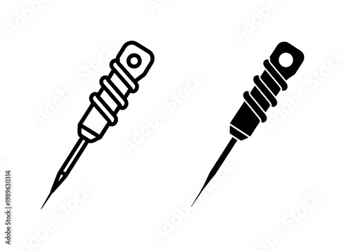 Awl Tool Icon Set for Leather Crafting and Sewing