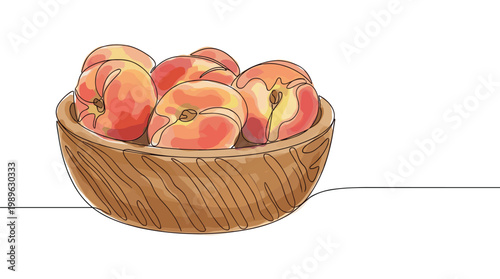 Bowl of ripe peaches on a transparent background.