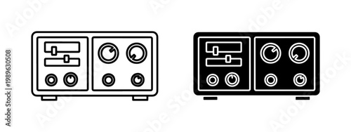 Vintage Radio Receiver Outline and Glyph Icon Set