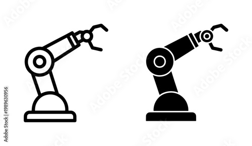 Industrial Robotic Arm Icons for Manufacturing Automation