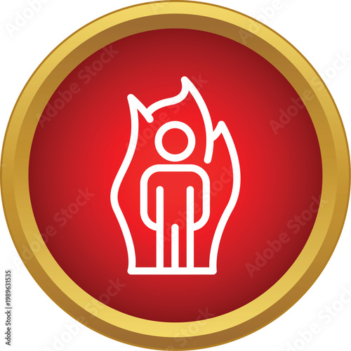 Outline icon representing a person burning in flames