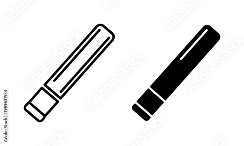 Cigarette icon set in outline and solid black style