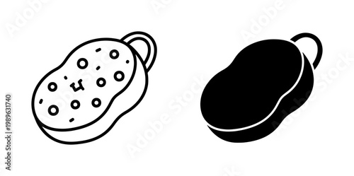 Bath sponge icon set with outline and solid silhouette styles