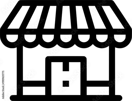 Storefront Icon: Minimalist graphic of a storefront, symbolizing local commerce and retail. Suitable for design and marketing assets.