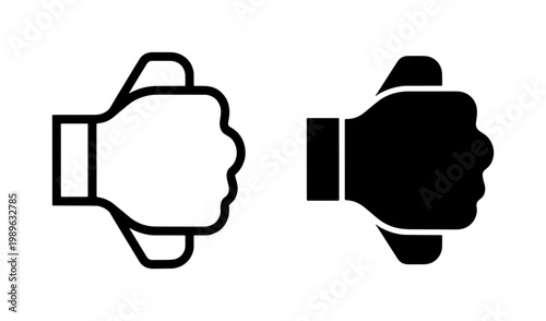 Clenched Fist Icon Set Representing Strength and Solidarity