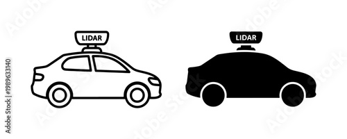 Autonomous Lidar Car Icon Set for Smart Navigation Technology