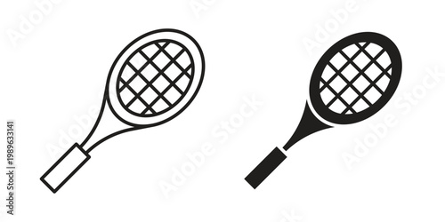 Tennis racket icon. Simple linear element illustration. Thin stroke sign can be used for web, mobile and UI.