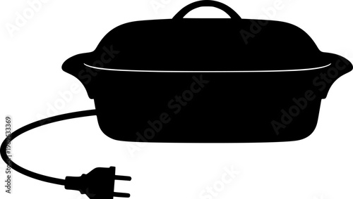 Black silhouette of covered serving dish on tray, flat design symbol isolated on white background
