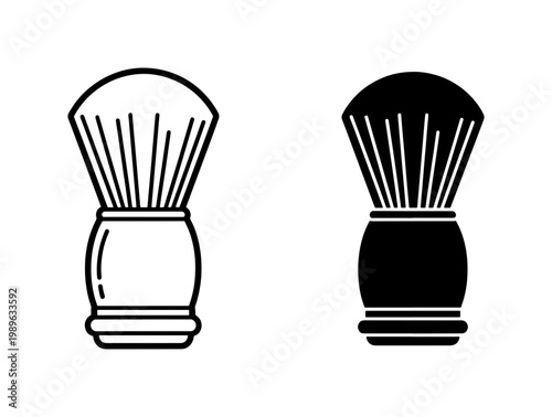 Shaving Brush Icon Set in Outline and Solid Style