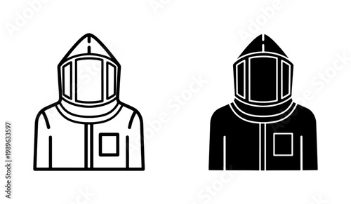 Protective Hazmat Suit Icon Set for Safety and Science