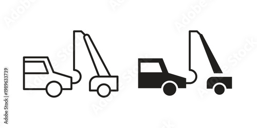 Towed car icon. Simple linear element illustration. Thin stroke sign can be used for web, mobile and UI.