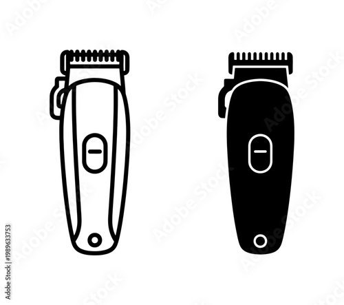 Professional Hair Clipper Outline and Silhouette Icon Set