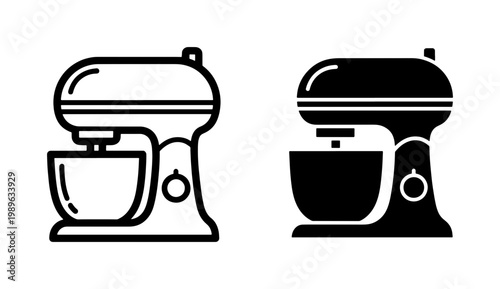 Electric Stand Mixer Icon Set for Kitchen Baking