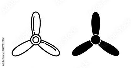 Three Blade Airplane Propeller Icon Set