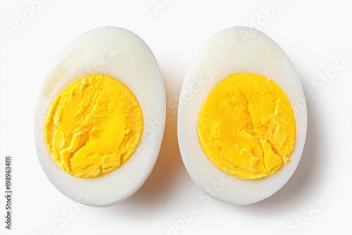 hard boiled egg half cut cross section isolated on white background
