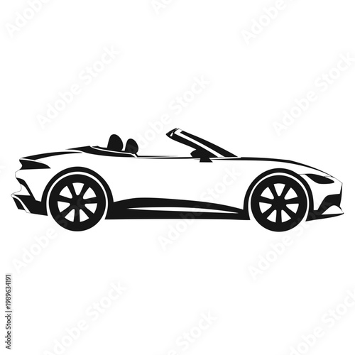Black sports car, convertible, silhouette, vector, automotive illustration, modern design