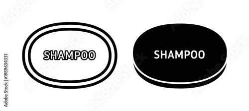 Shampoo Bar Soap Icon Set in Black and White