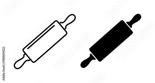Rolling pin icon set for bakery and kitchen design