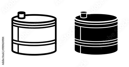 Oil Barrel Icon Set in Outline and Glyph Style